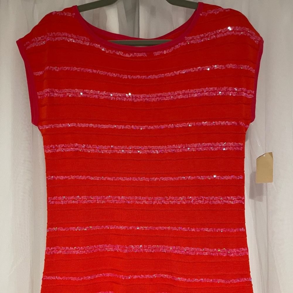NWT COLDWATER CREEK 70% silk orange and pink top Sz S/8